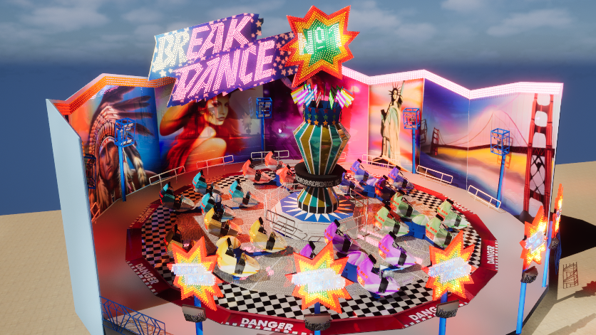 Break-Dance-Fahrgeschäft als 3D-Rendering